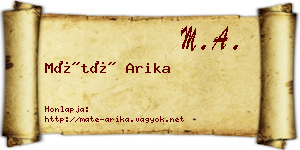 Máté Arika névjegykártya